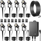 Low Voltage Landscape Spot Lights 8 Pack with 60W Transformer and 65FT Wire by AUDERWIN