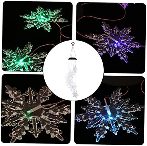 2pcs Color Changing Solar Led Snowflake Wind Chime Light for Decoration Wind Bell Light Holiday Present for Friends Family - Image 4