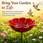4PC Handmade Metal Flower Garden Stake, Outdoor Bird Bath and Butterfly Watering Station, Bee Watering Flower Stake for Garden Yard, Metal Flower Garden Stakes Bird Bath (Yellow) - Image 2