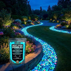 Glow-in-the-Dark Colorful Garden Stones - Luminous Solar-Powered Pebbles for Walkways, Landscaping, Planters, and Fish Tank Decor - Nighttime Outdoor Decoration (Blue, 400 Count) Blue 1000 by Unknown