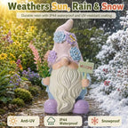 Solar Gnome with Succulent LED Lights and Welcome Sign, Lavender Garden Gnome Statue Decor for Patio, Yard, Balcony, Home, Lawn Ornaments, Birthday Gifts for Mom Women Grandma - Image 2