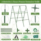 Cucumber Trellis for Raised Beds, 31 X 47 Inch Adjustable Size A-Frame Garden Trellis for Climbing Plant Outdoors with Climbing Net and Plant Support Clip for Vegetable Grape Tomato Garden Supplies - Image 2