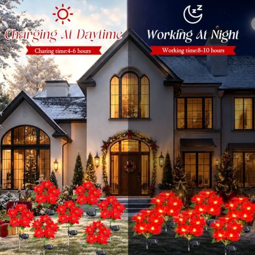 8 Packs Solar Christmas Flower Lights 27.56'' Garden Decor - Image 5