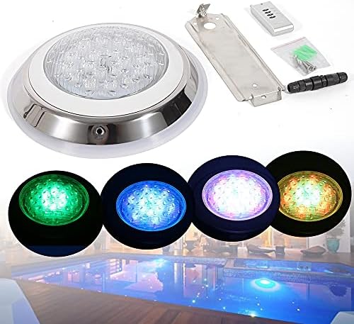 54W RGB LED 7 Color Changing Pool Light 5400 LMS Wall Surface Mounted Waterproof 90 Degrees Beam Angle Swimming Pool Pond Submersible Underwater Lamp IP68 Waterproof 12V AC with Remote 4.9ft Cord - Image 6