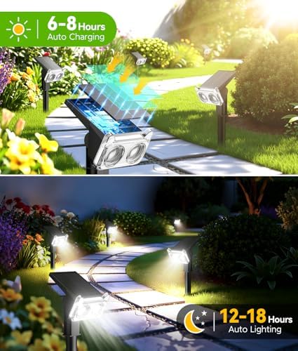LETMY Solar Lights Outdoor Waterproof IP65, 4 Pack Solar Spot Lights Outdoor With 14 Big LEDs, 2-in-1 Wall Lights & 2 Modes Solar Powered Landscape Spotlights for Garage Pathway Yard Decor Garden Gift - Image 6
