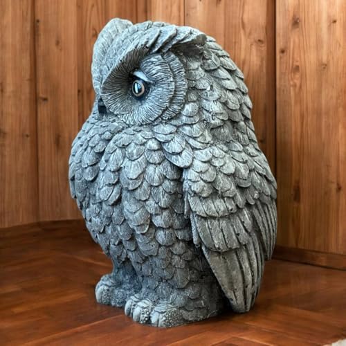 Painted Night Owl Statue Detailed Owl Sculpture Backyard Art Wild Life Decoration Cement Night Owl - Image 6