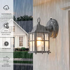 Outdoor Wall Light Fixture, Exterior Lighting Fixture Wall Mount, Black Outdoor Porch Light with Hammered Glass, Garage Wall Sconce Outside Lights, E26 Base, Aluminum Housing Plus Glass, 1-Pack, Black - Image 2