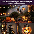 Solar Halloween Black Cat Pumpkin Stake Light Bats Stars Moon for Yard - Image 4