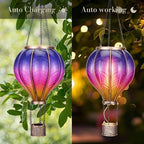 TERESA'S COLLECTIONS Hot Air Balloon Solar Lantern for Garden Decor ,Flickering Flame Hanging Solar Light for Outdoor ,Purple & Pink Plastic Lamp for Yard Tree Gift for Mom - Image 5