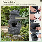 Giantex 5-Tier Water Fountain Outdoor, 18 Inch Cascading Stacked Stone Waterfall Fountain with Lights & Pump, Outside Zen Water Feature for Patio, Balcony, Deck, Garden, Yard Decor - Image 4