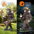 CroBlissful Solar Bigfoot Statue with Gnomes, 10.6 Inch Resin Sasquatch - Image 3