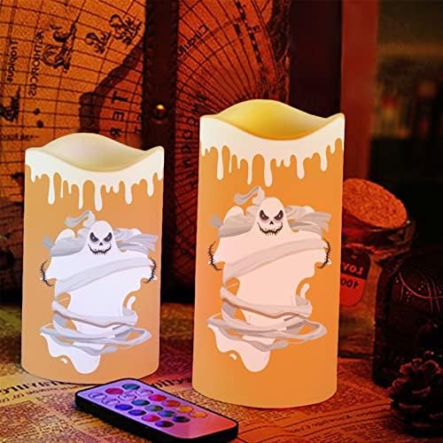 Halloween Flameless Candles Battery Operated LED Tealights Color Changing Candles Remote Control,Ghost - Image 5