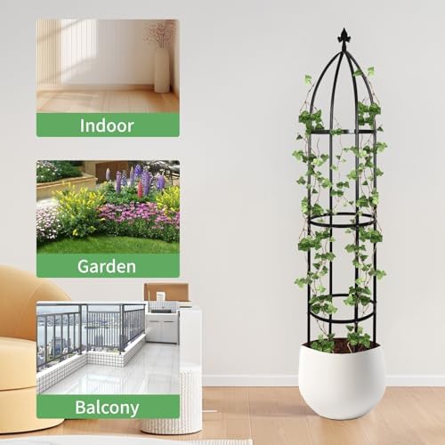 Garden Obelisk Trellis for Climbing Plants Outdoor 6.3 Feet Tall Rose Heavy Duty Metal Trellis Plant Support for Vines Clematis Flowers, Bronze - Image 5