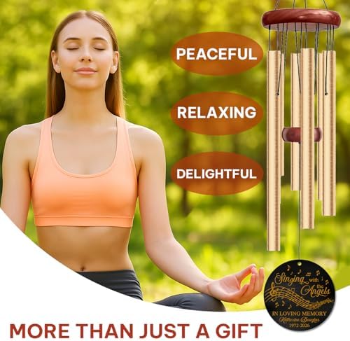 Personalized Memorial Wind Chimes for Outdoors with Custom Name and Memorial Years Singer Tribute Sympathy Gift for Loss of Loved One Music Inspired Remembrance Chimes for Family Reflection - Image 5
