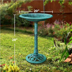 VECELO 28" Pedestal Outdoor Bird Bath with Solar Powered Fountain for Outside, Vintage Bronze Polyresin Lightweight Antique, Yard/Garden Decoration, Green - Image 6