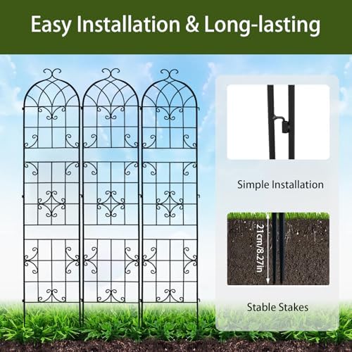 unho Metal 86.6 * 18.7" Garden Trellis 3-Packs for Climbing Plants - Image 4