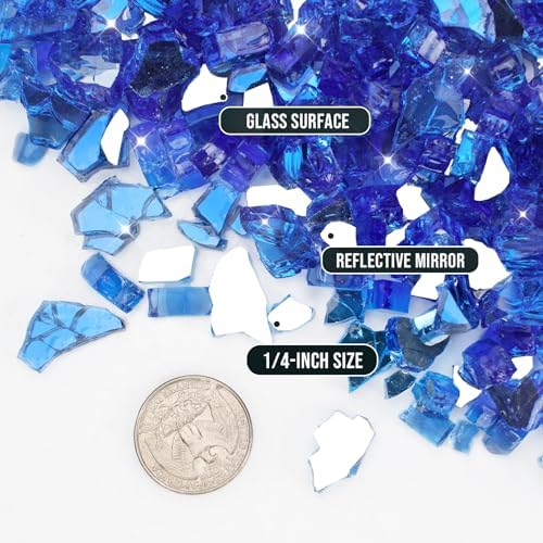 Skyflame 1/4-Inch Cobalt Blue Reflective Fire Glass for Fire Pit Fireplace - Image 2