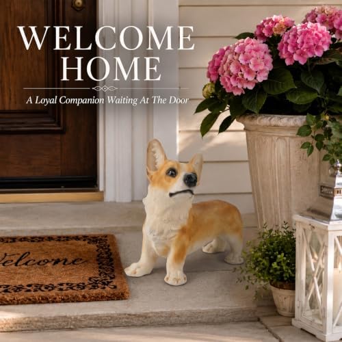 Brown Corgi Statues Outdoor Decorative, Dog Memorial Statue for Yard Lawn Patio Porch, Garden Pet Grave Marker Figures, - Image 2