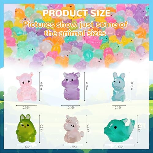 300PCS Mystery Mini Resin Animal Blind Bags, Glow in The Dark Tiny Animal Figures, 50+ Animal Combination Sets for Classroom Prizes, Party Favors, Fairy Garden & DIY Decor - Image 5