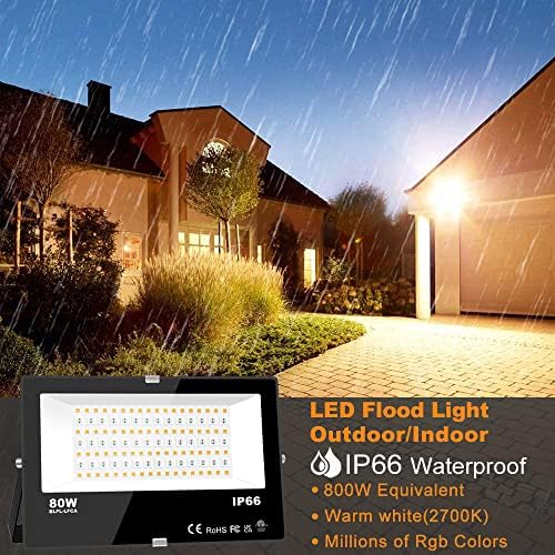 MELPO LED Flood Light Outdoor 800W Equivalent 8000LM RGB Landscape Lighting - Image 2