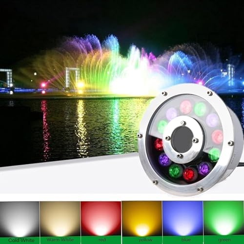 LED Pool Underwater Light, Submersible Ring Fountain Lamp, IP68 Waterproof Stainless Steel Landscape Lights, 12V Low Voltage Middle Hole LED Pond Lights, for Aquarium, Garde (9W(12V),Warm White) - Image 3