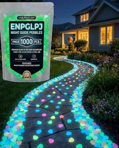 Colorful Glow in the Dark Garden Stones Night Guide Pebbles Luminous Rocks Outdoor Pathway Walkway Yard Patio Fish Tank Aquarium Stepping Decor Landscape Waterproof Solar Magical by Unknown