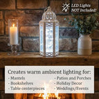 Vela Lanterns Decorative Indoor Moroccan Candle Holder, White, M, 2-Pack - Image 6
