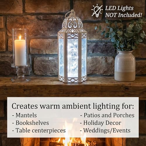 Vela Lanterns Decorative Indoor Moroccan Candle Holder, White, M, 2-Pack - Image 6