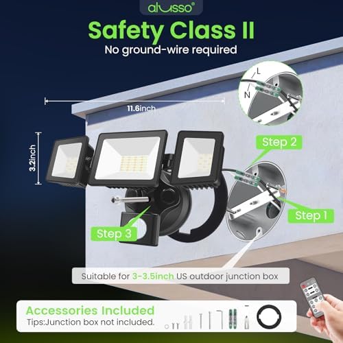 ALUSSO Motion Sensor Outdoor Lights with Remote 40W 4000LM Flood Light 120V - Image 7