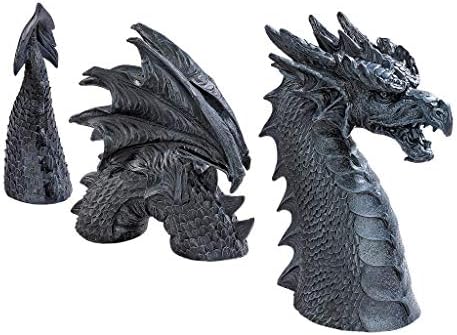 Design Toscano The Dragon of Falkenberg Castle Moat Lawn Garden Statue, 28 Inch Long, 14 Inch Tall, Cast Stone Resin, Gray Stone Finish by DesignToscano