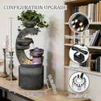 26.8" Tall Water Fountain Outdoor Garden, 4 Tiers Modern Cascading Bowls Water Fountain Outdoor Indoor Garden with LED Lights & Atomizer for Patio, Deck, Porch, Backyard Art Decor,A - Image 2