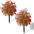 22 Inch Artificial Flower Stake Outdoor Decor - Multi-Color Garden Stakes for Yard & Lawn, No Fade Heavy Duty Plastic, All Season Decoration (2pcs-Red) by Unknown