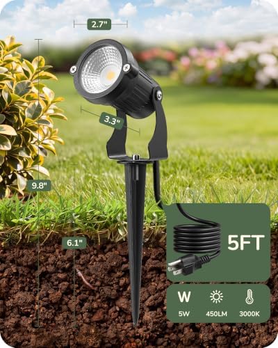 EDISHINE 4Pack 120V LED Landscape Spotlights, 3000K Plug-in Outdoor Lights - Image 4