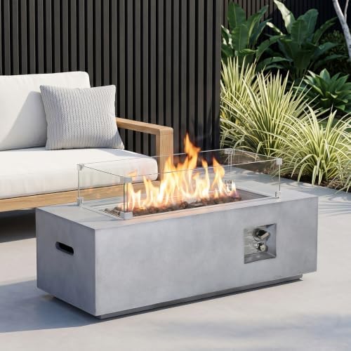 42'' Propane Fire Pit Table with Wind Guard for Outside Patio by ReeQuo-BEAUTYYOURHOMEBEAUTYYOURLIFE