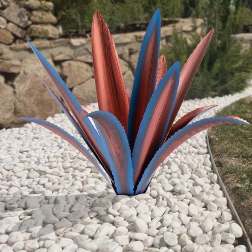 Large Tequila Rustic Sculpture, Rustic Metal Agave Plants for Outdoor Patio Yard Mexican Plant Garden， Agave Outdoor Lawn Ornaments Yard Stakes (Blue1pc) by Unknown