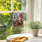 Gnome with Hibernation preparations Stained Glass Suncatcher–Square Hanging Window Panel for Home, Garden, Nursery, Halloween, Christmas, Memorial Day–Whimsical Glass Art Gift for Gnome Lovers 0uoi6u - Image 3