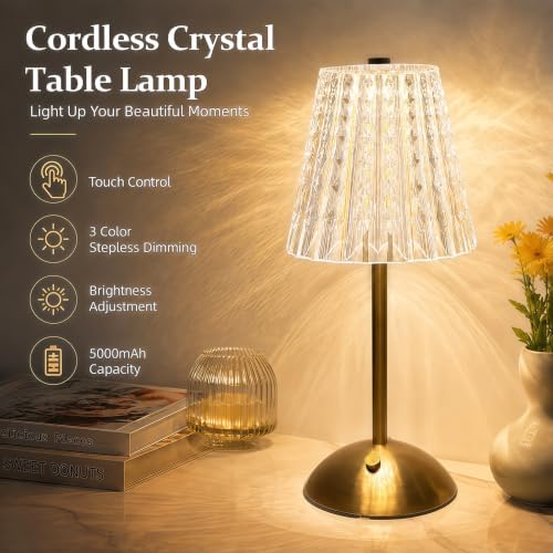 2 Pcs Led Cordless Table Lamps, 5000mAh Rechargeable Battery Operated Lamp - Image 2
