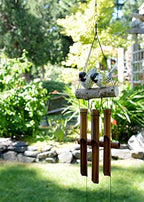 Cohasset Gifts Bamboo Wind Chime | #175CHF | Chickadee Family Bamboo Wind Chime | Wood, Outdoor, Home Décor for Decks, Garden, Porch | Hand Painted Golden Tan Distressed | - Image 3