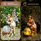 Garden Fairy Statue Outdoor Decor-Solar Flower Fairy Figurines-Garden Fairies Statues Decoration for Outside Lawn Yard Patio,Garden Ornament Gift,Tall 11.8 Inches - Image 5