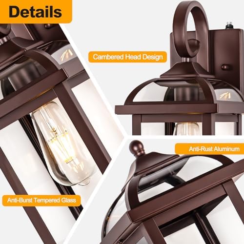 Bronze Dusk to Dawn Outdoor Lighting 18” Exterior Light Fixtures - Image 4