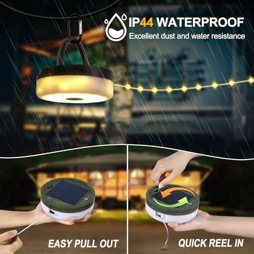 SMY Lighting 4 in 1 Solar Camping String Lights, 72.2Ft Ultra Long String with 220LEDs, Solar Powered and USB Rechargeable Light with Remote Control, Portable Camping Light for Hiking, Decorations - Image 6