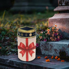 Poceacles Holiday Cemetery Candle Grave Lights Outdoor Waterproof Decoration Pathway Lights Garden Solar Candle for Christmas Holiday Party Decor, Red Bow Stripes, 6 Pack - Image 3