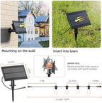 Kawaya Solar Powered String Lights for Outside: 100 FT LED Outdoor Patio Lights with USB-Charging - IP65 Waterproof Hanging Light - 50+2 Shatterproof Edison Bulbs for Bistro Cafe Camp Yard Balcony - Image 5
