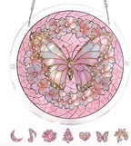 Butterfly Jigsaw Puzzle Acrylic Suncatcher Size 8 inches, Window Hanging Ornaments, Memorial Gift, Stained Glass Effect Decor by GIKZO
