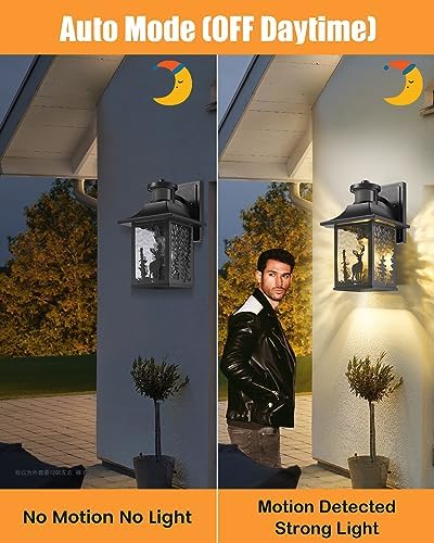 Motion Sensor Outdoor Wall Light Dusk to Dawn Porch Light Wall Mount - Image 3