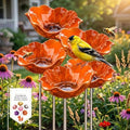 Metal Flower Garden Stakes Bird Bath, Handmade Floral Metal Garden Stakes Decorative, Serving as a Mini Bird Bath & Butterfly Bee Watering Station for Outdoor Lawn & Yard Decor (5pcs Orange) by Unknown