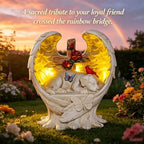 Dog Memorial Stone Solar Angel Wings Garden Statue 10inch - Image 2