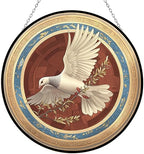 9.84 Inch Dove with Olive Branch Stained Glass Window Hanging Suncatcher Suncatcher Stained Glass Christmas by Unknown