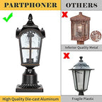 Hardwired 120V Dusk to Dawn Outdoor Post Light Black Roman, Waterproof Aluminum Pole Light Fixture with Pier Mount Base, Exterior Lamp Post Lantern Head with Clear Glass for Garden Yard Patio Pathway - Image 2