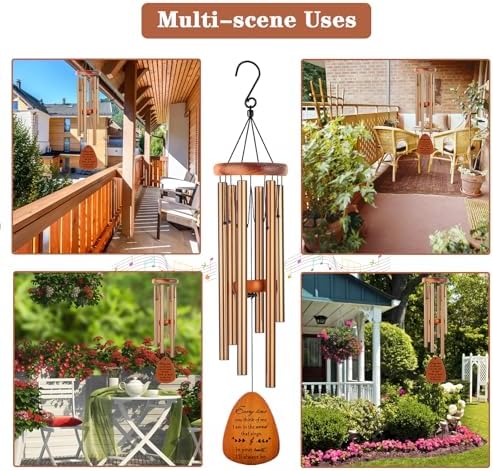 Soopau Memorial Gifts, Sympathy Wind Chimes Memorial Wind Chimes for Loss of Loved One Prime, Sympathy Gift, Bereavement/Remembrance Gifts in Memory of Loved One Mother Father, 30" Wooden - Image 6